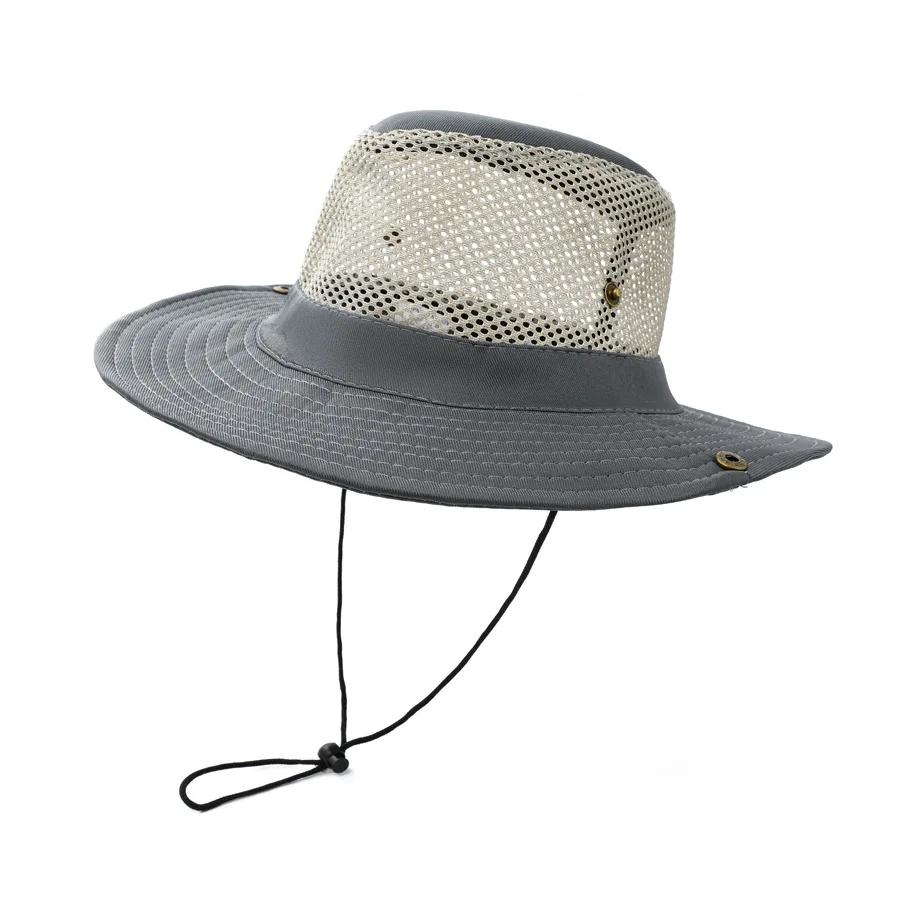 Upf50+ Men'S Fishing Hiking Cap Breathable Mesh Sun Hat Adjustable Outdoor Camping Cap Lightweight Windproof