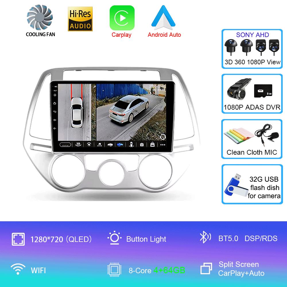 Автомобильный радиоприемник Android 14 Carplay Auto Multimedia Player для Hyundai I20 2010 2012 2013 2014 DSP Autoradio GPS Stereo 2din Head Unit