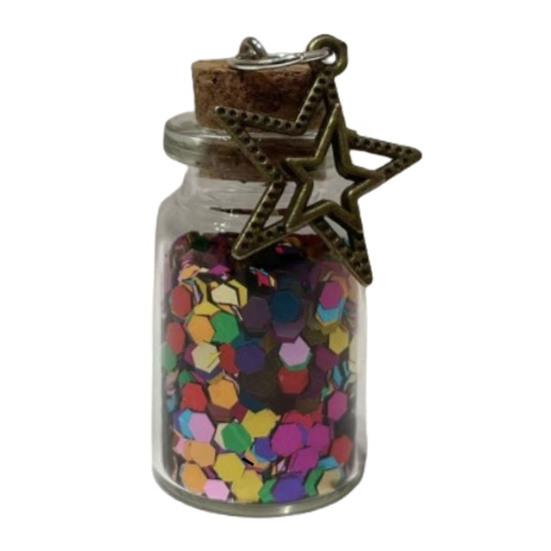 Mini Wishing Glass Bottle Transparent Glass Jar with Sequins Romantic Gift for Boyfriend Girlfriend Wife Husband