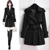 Короткое шерстяное пальто для женщин небольшого размера, женское новое осенне-зимнее пальто с укороченной талией, черное шерстяное пальто