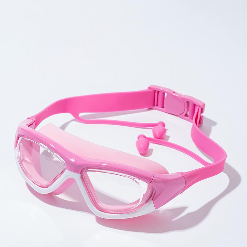 Детские водонепроницаемые и противотуманные очки для плавания с большой оправой, удобные очки, силиконовые беруши