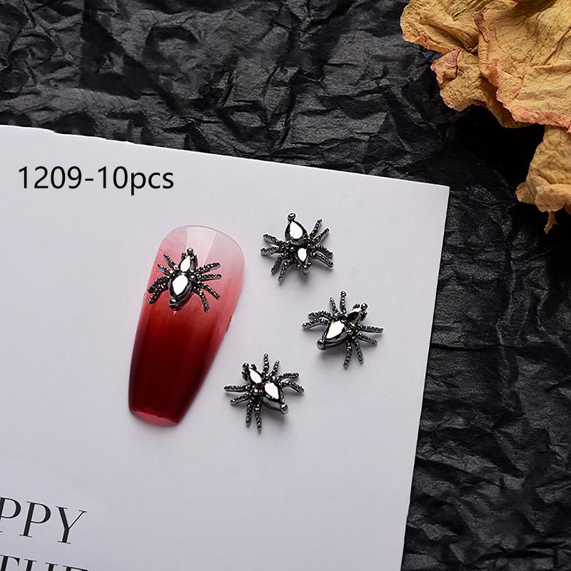 10 шт. ретро металлический крест темный панк 3D сплав детали для дизайна ногтей декор Хэллоуин череп блестящие подвески для ногтей принадлежности салон