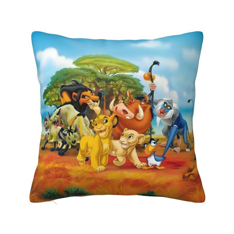 Custom Disney The Lion King Cartoon Pillow Case 45x45cm for Living Room Anime Kawaii Luxury Cushion Cover Velvet Pillowcase