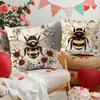 Cute Bee And Flower Pattern Digital Printing Pillow Cover Short Plush Suitable Living Rooms Bedrooms Sofas Throw Cushion Cover