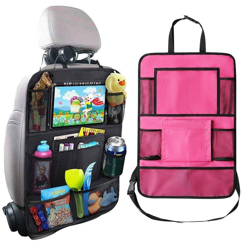 Car Back Seat Organizer Touch Screen Tablet Holder Automatic Storage Pocket Protector Travel Seat Back Organizer Kick Mats Seat Interior Accessories