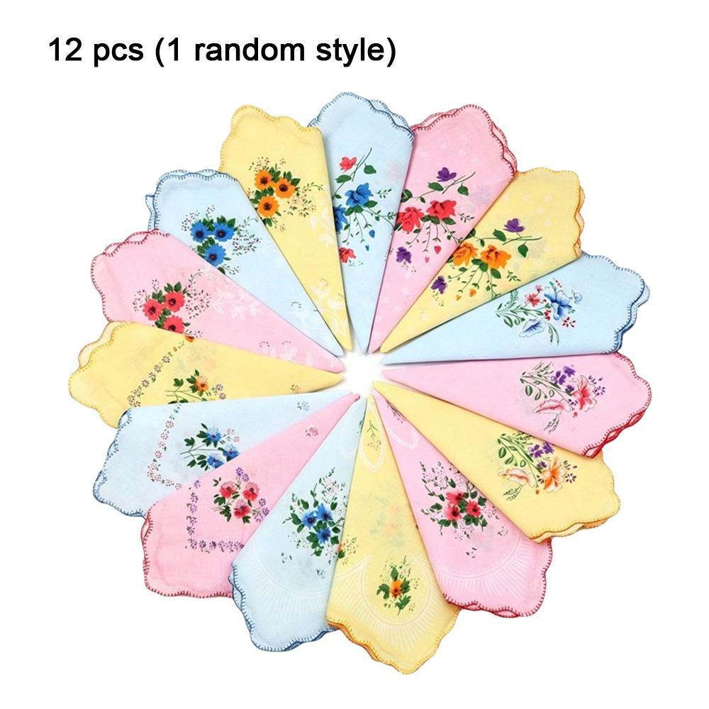 Pure Cotton Cotton Handkerchiefs 12 Pack Tooth Edge Handkerchiefs  Wedding Supplies