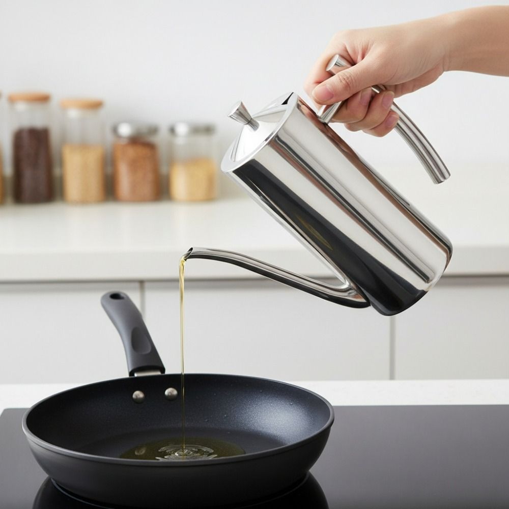 Dust-Proof Kitchen Oil Bottle Integrated Oil Storage Container 304 Stainless Steel Oil Pot Chef
