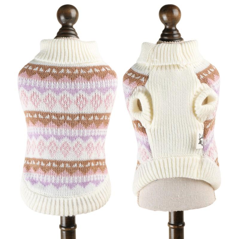 Cozy Knit Pet Sweater With Icelandic Fair Isle Teddy Yorkie Devon Winter