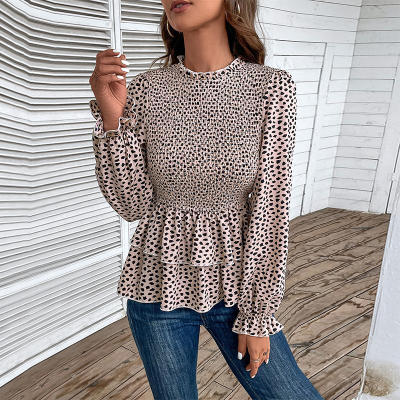 Женские модные повседневные весенне-осенние блузки и рубашки с длинными рукавами с леопардовым принтом
