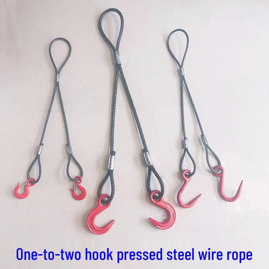 Двухветвевой строп из плетеного стального каната с крюками для такелажа при обслуживании кранов