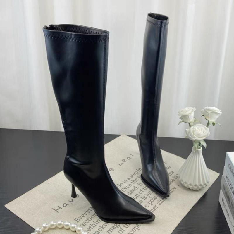 Женские сапоги на высоком каблуке, модные кожаные туфли с острым носком, женский бренд, зима 2025, тренд, элегантные туфли-лодочки для вечеринок Botas Mujer