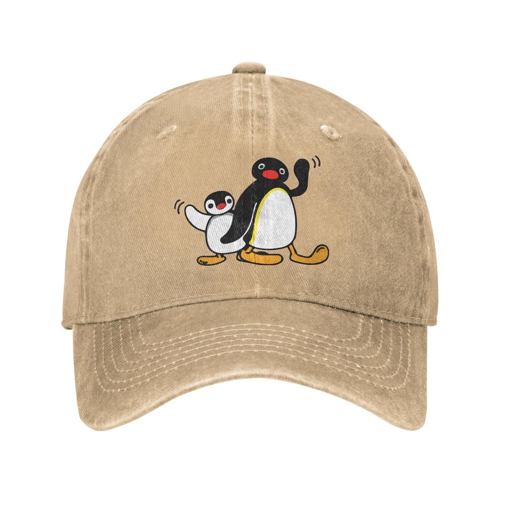 Vintage Pingu Baseball Cap Unisex Women Distressed Washed Headwear Penguin Cartoon Meme Outdoor Activities Adjustable Fit Caps Hat