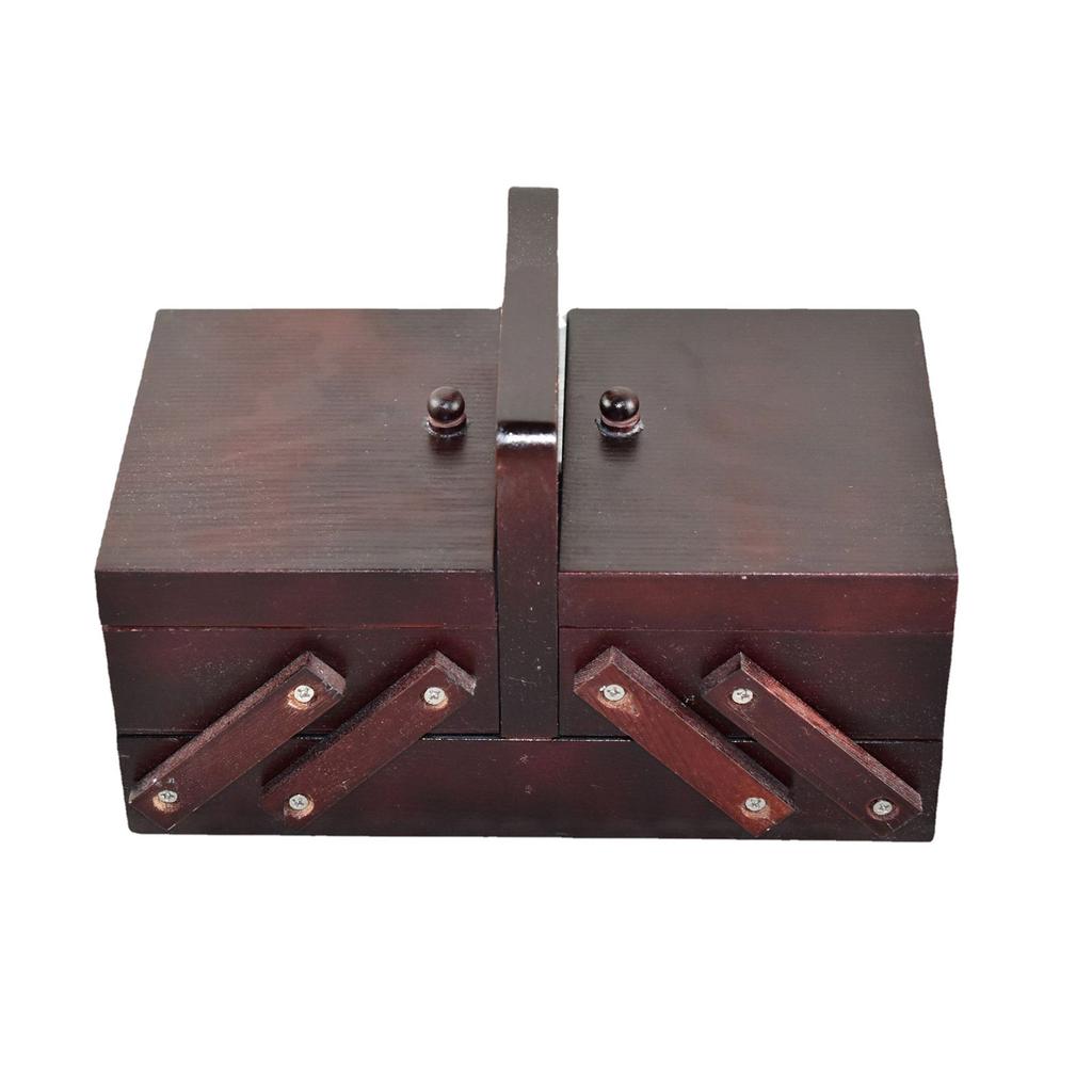 Винтажный органайзер для рукоделия, деревянный ящик для хранения швейных инструментов, складной чехол для вязания, для швейных и вязальных принадлежностей