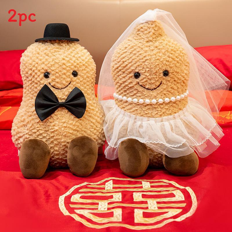 Plush Wedding Doll With Persimmon And Peanut Design For Marriage Celebration Decor
