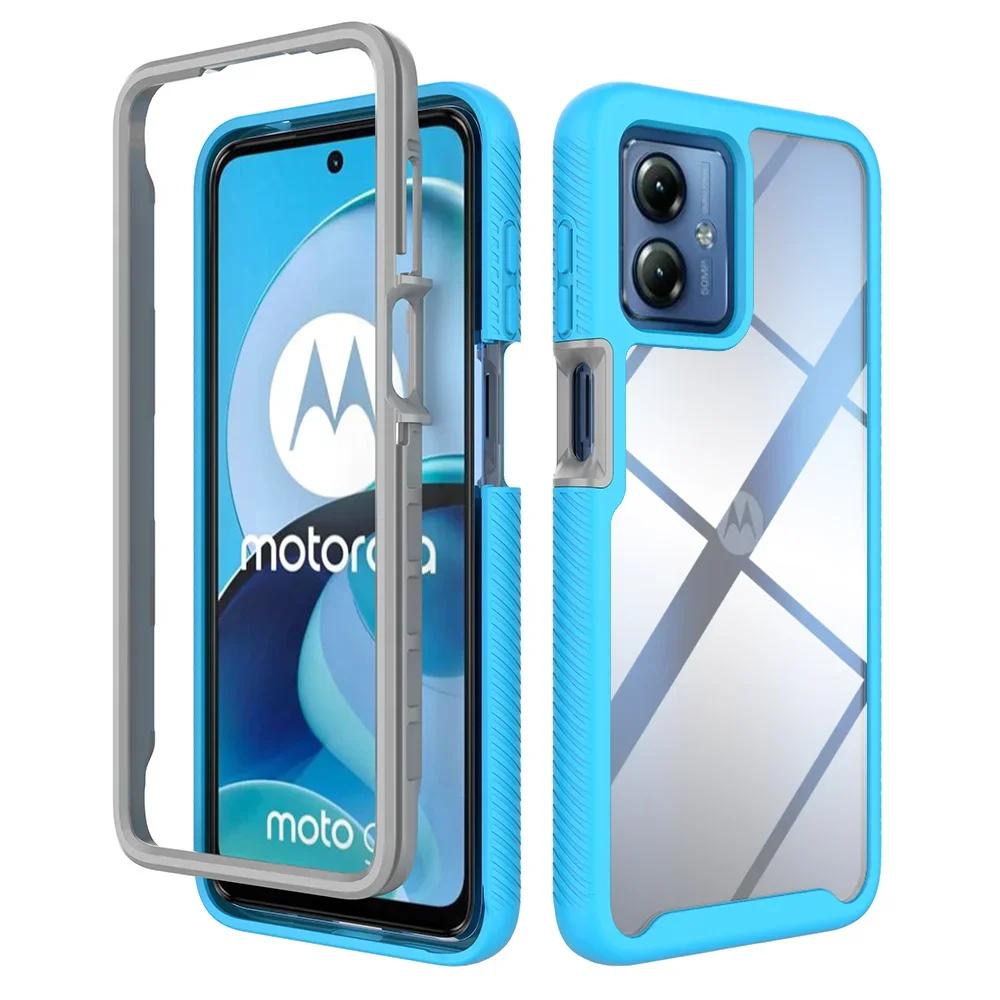 Нескользящий прозрачный противоударный чехол-броня для Motorola Moto G14 G54 G84 6,5 дюйма, ТПУ бампер, задняя крышка из твердого пластика