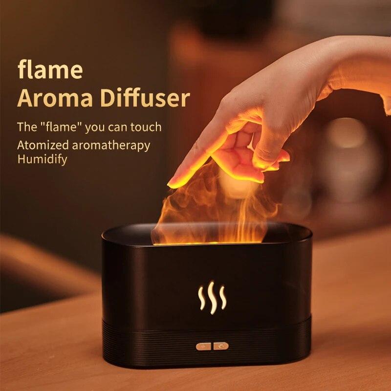 Flame Essential Oil Diffuser 7 Colors Flame Changing Oil Diffuser Waterless Auto-Off 180ml Fire Humidifier for Home Office Spa