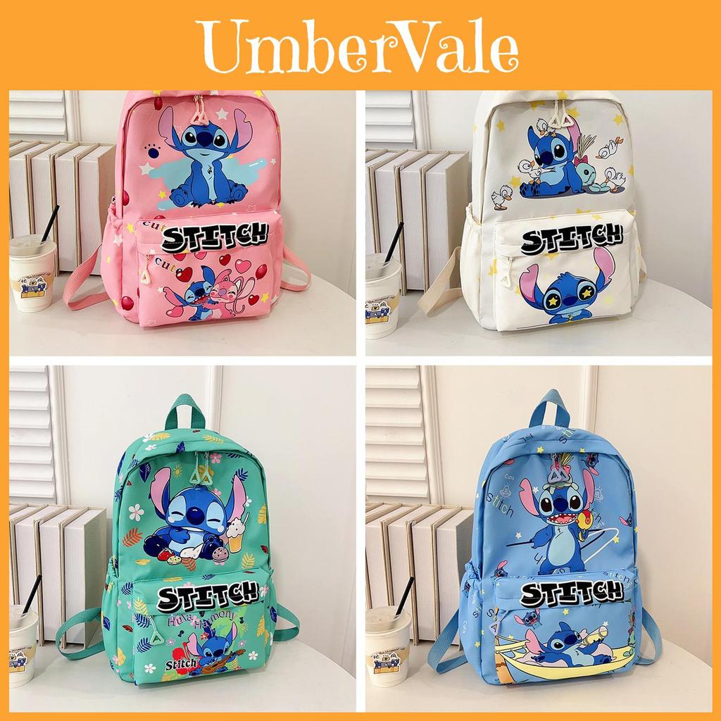 Stitch Anime Kids Backpack With Ventilated Straps And Durable Nylon Material For School