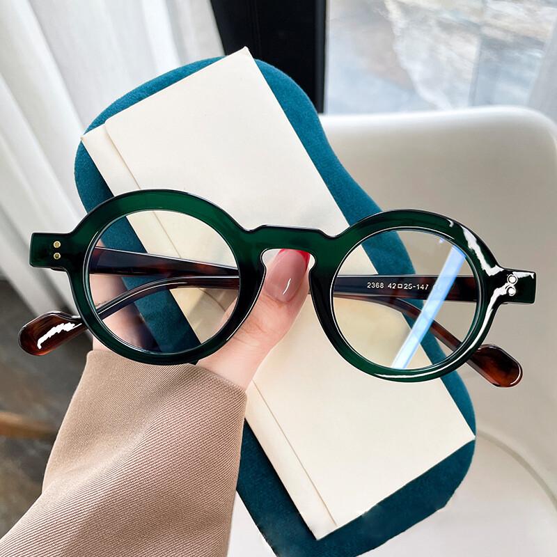 Small Round Women'S Presbyopic Glasses Thick Frame Elegant Green Eyeglasses Men Retro Anti Blue Light Reading Glasses