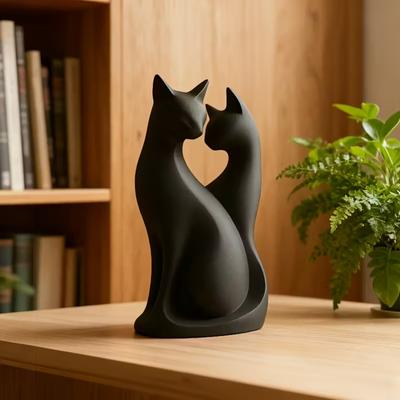 3D-печатная статуэтка пары кошек - Милая черная абстрактная современная статуэтка для дома, подарок на День святого Валентина, подходит для украшения офисного стола