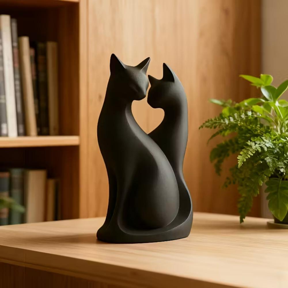 3D-печатная статуэтка пары кошек - Милая черная абстрактная современная статуэтка для дома, подарок на День святого Валентина, подходит для украшения офисного стола