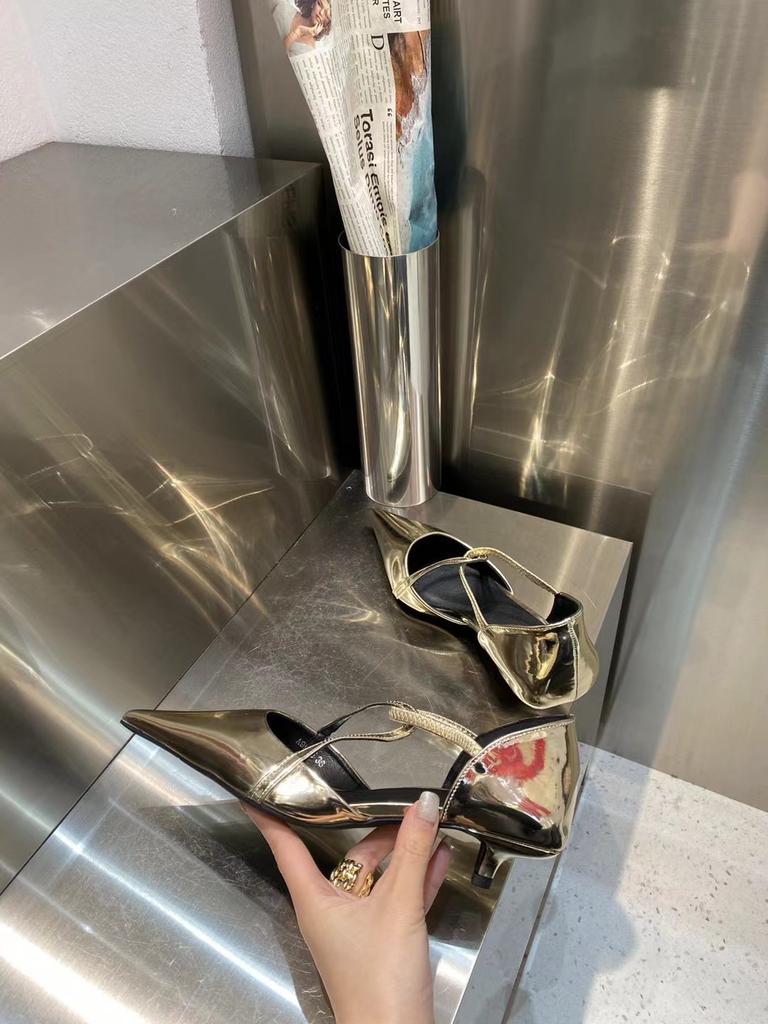 Мода остроносые женские босоножки 2024 Новые поступления модные тонкие туфли на среднем каблуке золотые серебряные туфли-лодочки для вечеринок с перекрестными ремешками сексуальные босоножки 2024 Новости