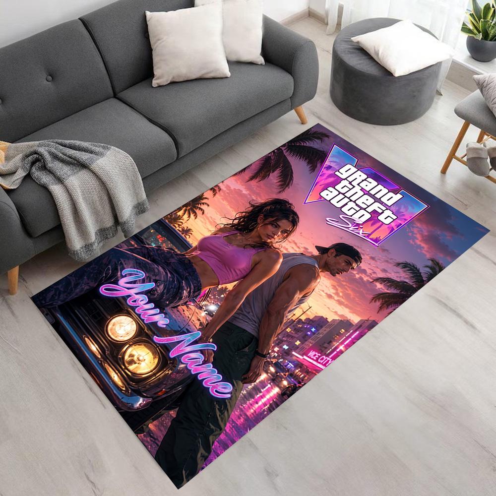 Grand Theft Auto Customize Your Name Floor Mat Design for Entryway Dormitory Outdoor Game Room Antislip Carpet Decorate Offices Gift for Festivals