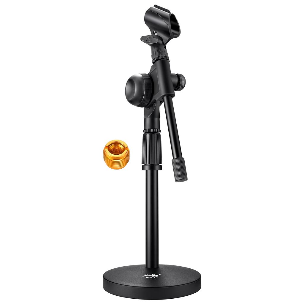 Moukey Microphone Stand Tabletop Gear Fixed Boom Arm Adapter Base Diameter 14cm 9.5mm & 15.8mm MMs-5