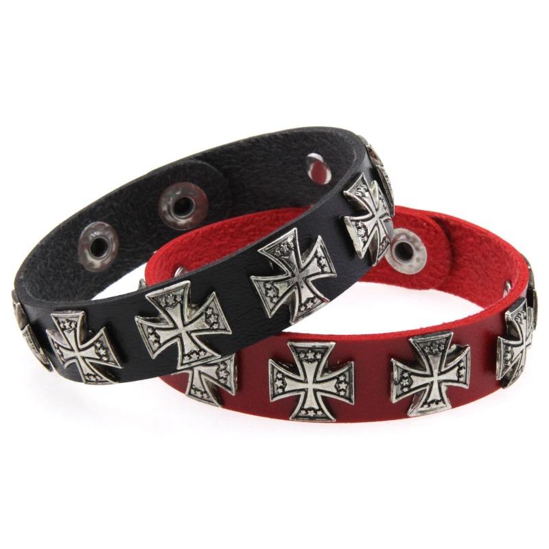 Hipster Hipster Female Personality Vintage Alloy Cross Hip Hop Bracelet Punk Stainless Steel Snap Bracelet