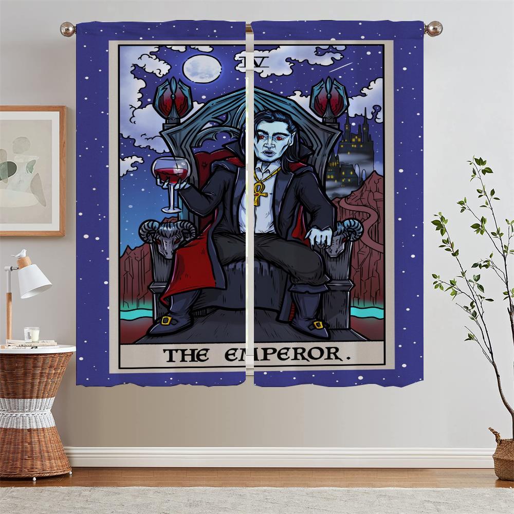 Terror Tarot Modern Living Room Curtains for Camera Tulle in Kitchen Curtains 2 Pieces Window Home and Decoration Curtain Rods