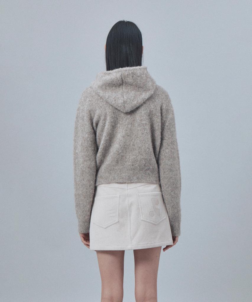 REST&RECREATION Hairy Knit Hood Zip-Up - Brown