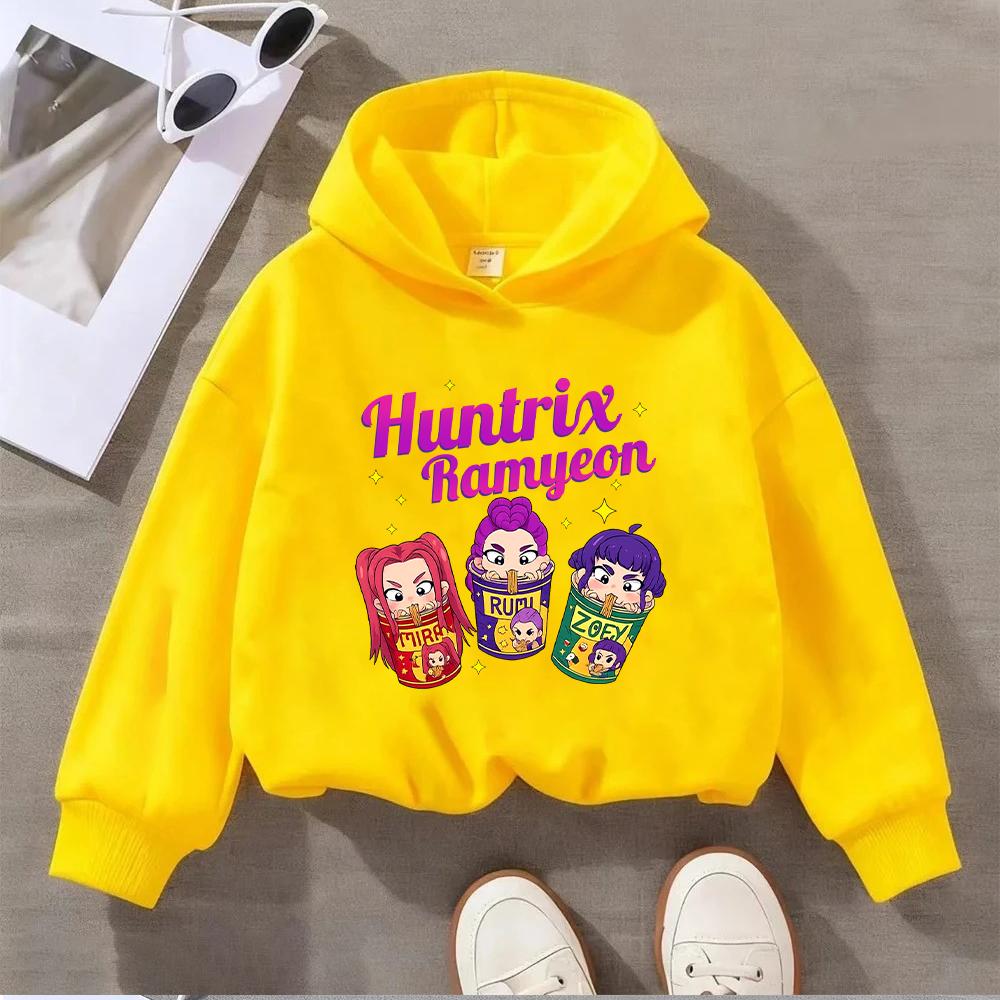 Детское худи с графикой Huntrix Ramyeon, милый мультяшный пуловер для мальчиков, девочек, малышей, подростков