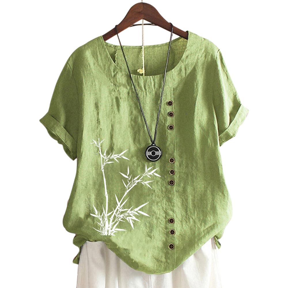 Модный женский хлопковый топ с короткими рукавами, 11 яркими цветочными принтами и круглым вырезом