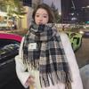 Winter 2024 Women's Plaid Scarf: High-End Imitation Cashmere Shawl, Korean Style, Thick and Warm.