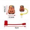 Cute Capybara 10mm Straw Cap Compatible with Stanley Cup Accessories Decoration Dustproof Straw Stopper Silicone Straw Cap