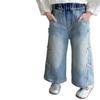 Girls' 2026 Spring Rhinestone Star Denim Jeans - Drapey Straight-Leg Casual Pants