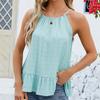 Весенне-летняя женская майка с рюшами и подолом, сексуальный однотонный топ с бретелькой на шее и галстуком