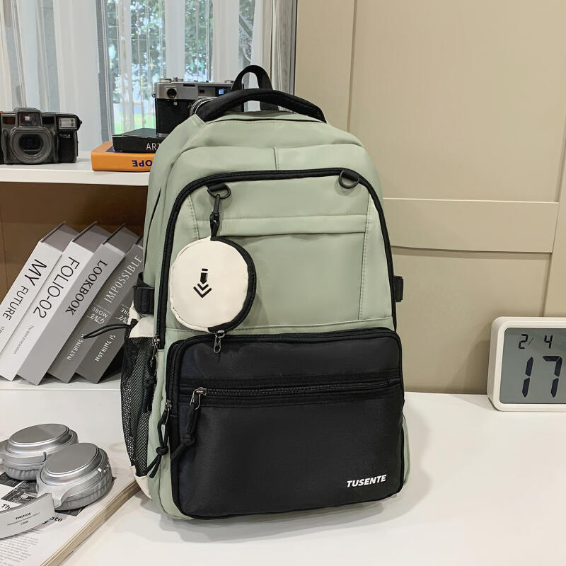 Junior High School Schoolbag Women Large Capacity Backpack Men Color Block Backpack