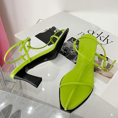 Liyke/летние повседневные уютные сандалии-гладиаторы, женская обувь на низком каблуке, модные зеленые с узким ремешком и открытым носком, с пряжкой и ремешком Sandalias Mujer