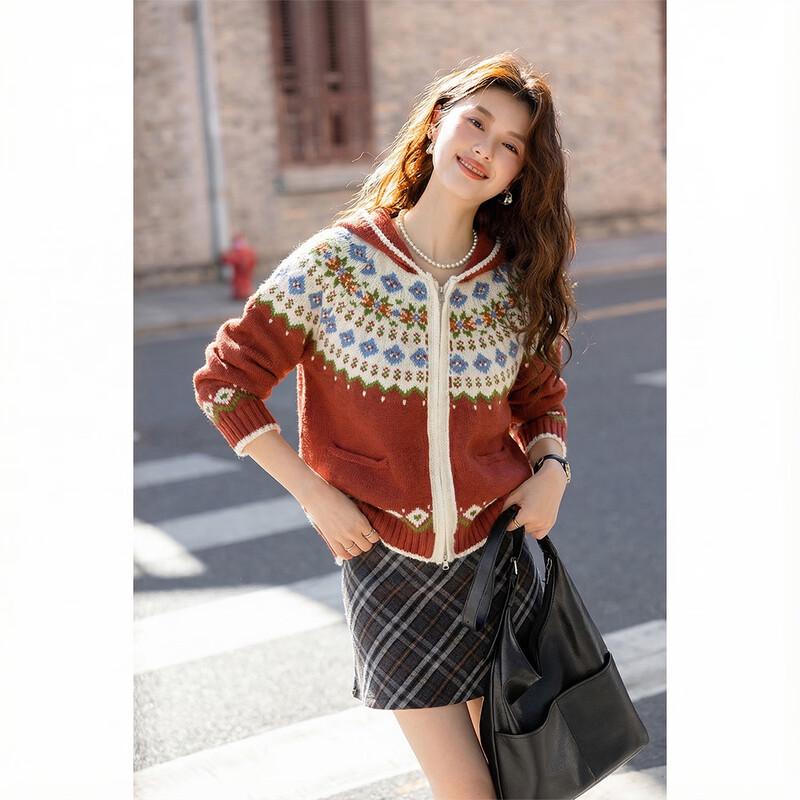 Женский вязаный свитер с капюшоном в стиле Fair Isle от Mokana