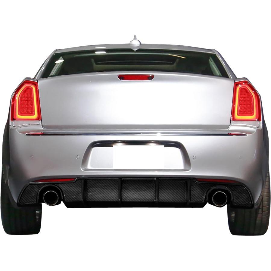Задний диффузор, совместимый с 20152025 Chrysler 300, стиль акульего плавника, принт под карбон, нижняя юбка бампера из ПП, губа для улучшения