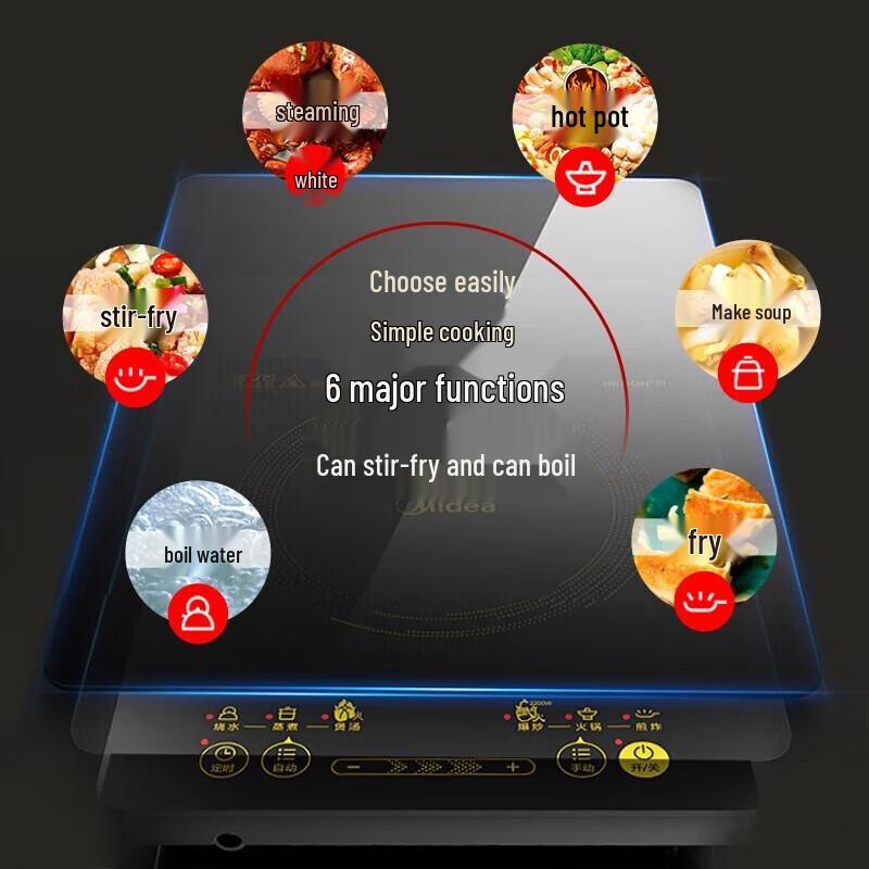 Midea WH2202S 2200 Вт Индукционная плита с сенсорным управлением Штепсель CN (адаптер в комплекте)