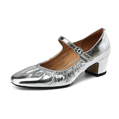 Krazing Pot из натуральной кожи с круглым носком на среднем каблуке, осенняя летняя обувь Мэри Джейн, женские плиссированные туфли-лодочки с украшением