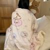 Утолщенное зимнее одеяло из овечьей шерсти и кораллового флиса с мультяшным принтом для офисного сна, чехол на диван для кондиционера и для детского сада
