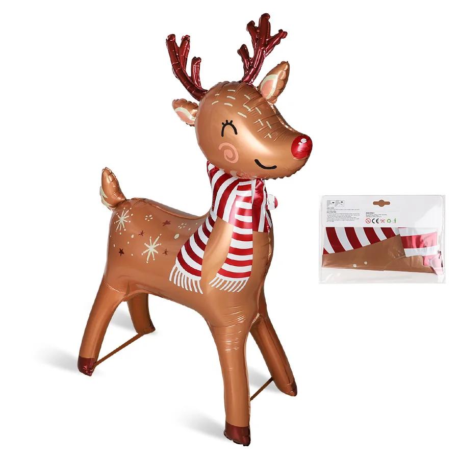 3pcs Large 3D Stand Elk Balloon Novelty Deer Aluminum Film Balloon Christmas Party Decorations Supplies Favors New Year Gift