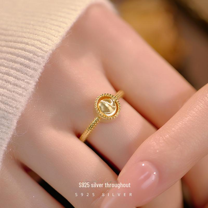 Кольцо Banyan Tree S925 с серебряным покрытием и кошачьим глазом, вращающееся на указательном пальце - Light Luxury для женщин