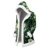 Unisex Casual And Fashionable Plush Collar Hooded Long Sleeved St. Patrick's Print Jacket