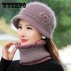 Middle-aged and Elderly Hats Ladies Autumn and Winter Rabbit Fur Knitted Woolen Hats Elderly Grandma Warm Hats Winter Mother Hats Women