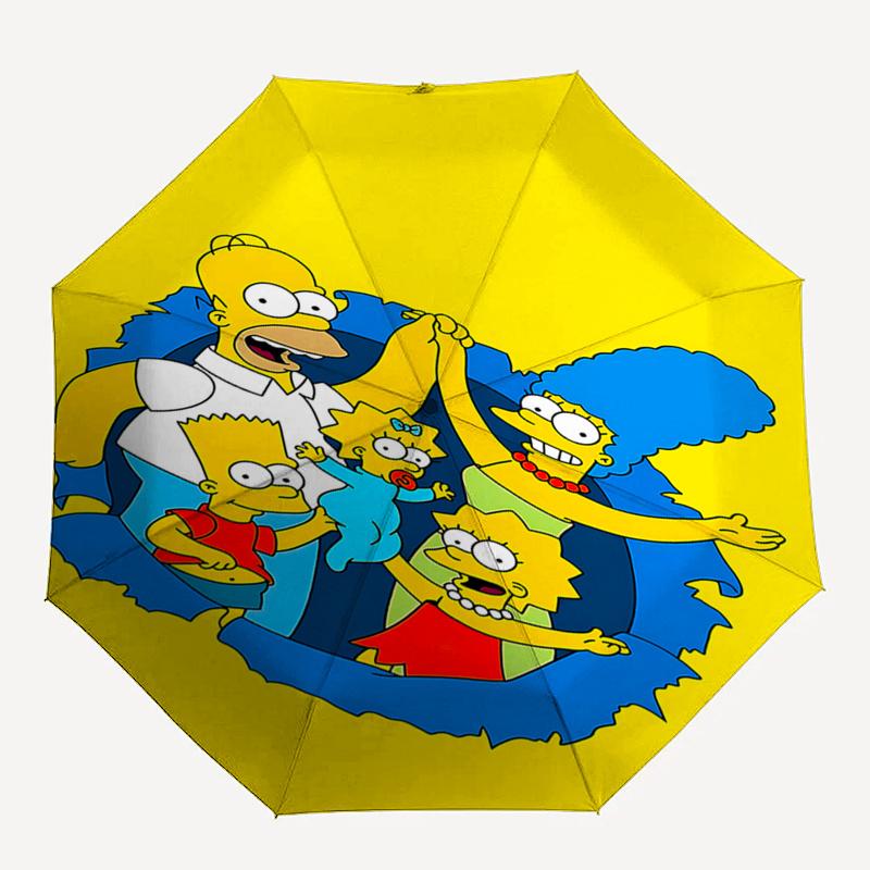 The Simpsons Family Portrait Print Umbrella: Automatic Opening and Closing, Foldable Design, 8 Rib Iron Frame, Perfect Gift for Fans, Travel