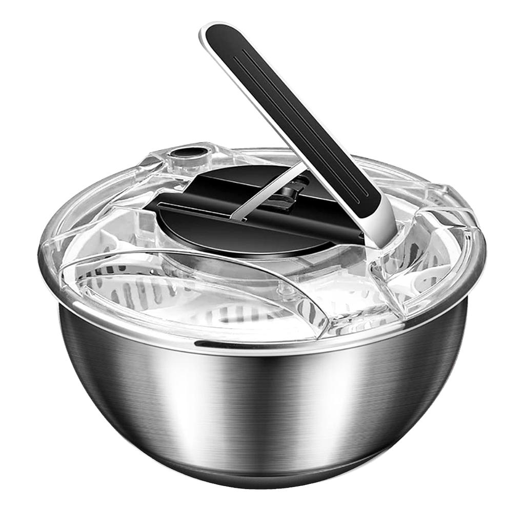 Stainless Steel Salad Spinner Manual Press Type Vegetable Spinner 35L Multifunctional Home Lettuce Vegetable Fruit Washer