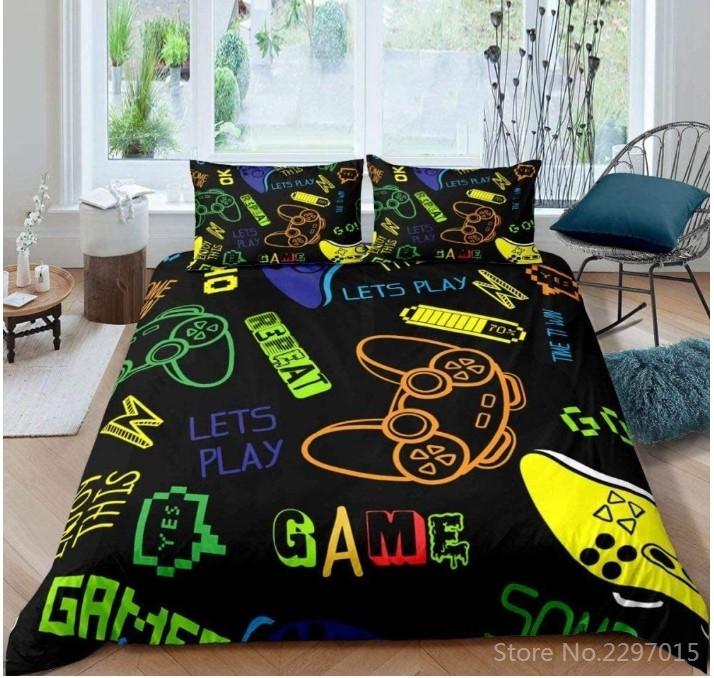 Fashion Black Family Game Gamepad 3d Bedding Set Adult Kids Gifts Pillowcase Duvet Cover Sets Bedroom Decor King Bed Linen Sets